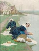 Lionel Walden Women Washing Laundry on a River Bank china oil painting artist